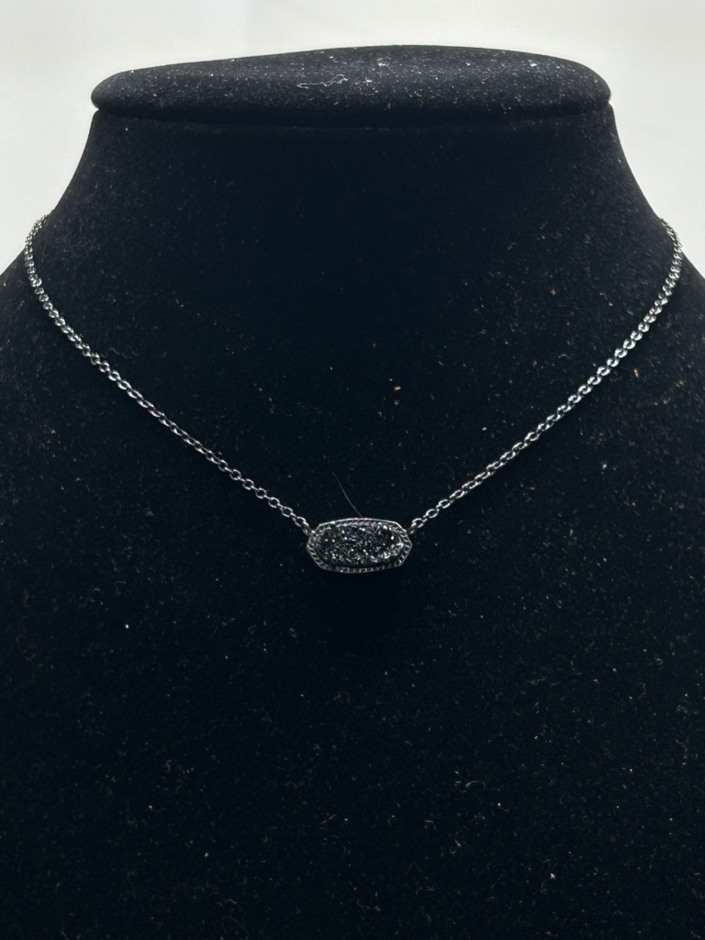 Kendra Scott, Black Druzy Quartz On Blackened Chain